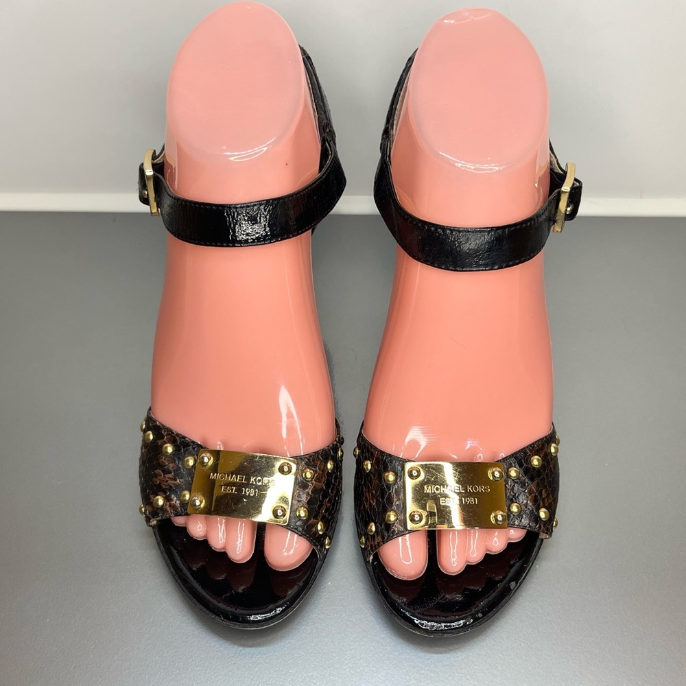Michael Kors Black and Gold Studded Heels - Picture 2 of 8